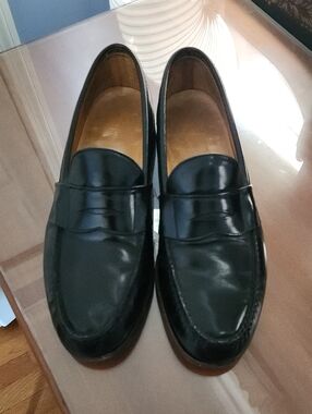 Frye Black Leather Penny Loafers